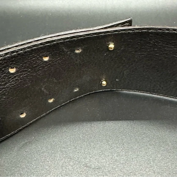 Salvatore Ferragamo Signed Tan Cinch Belt With Gold Tone  display picture 2
